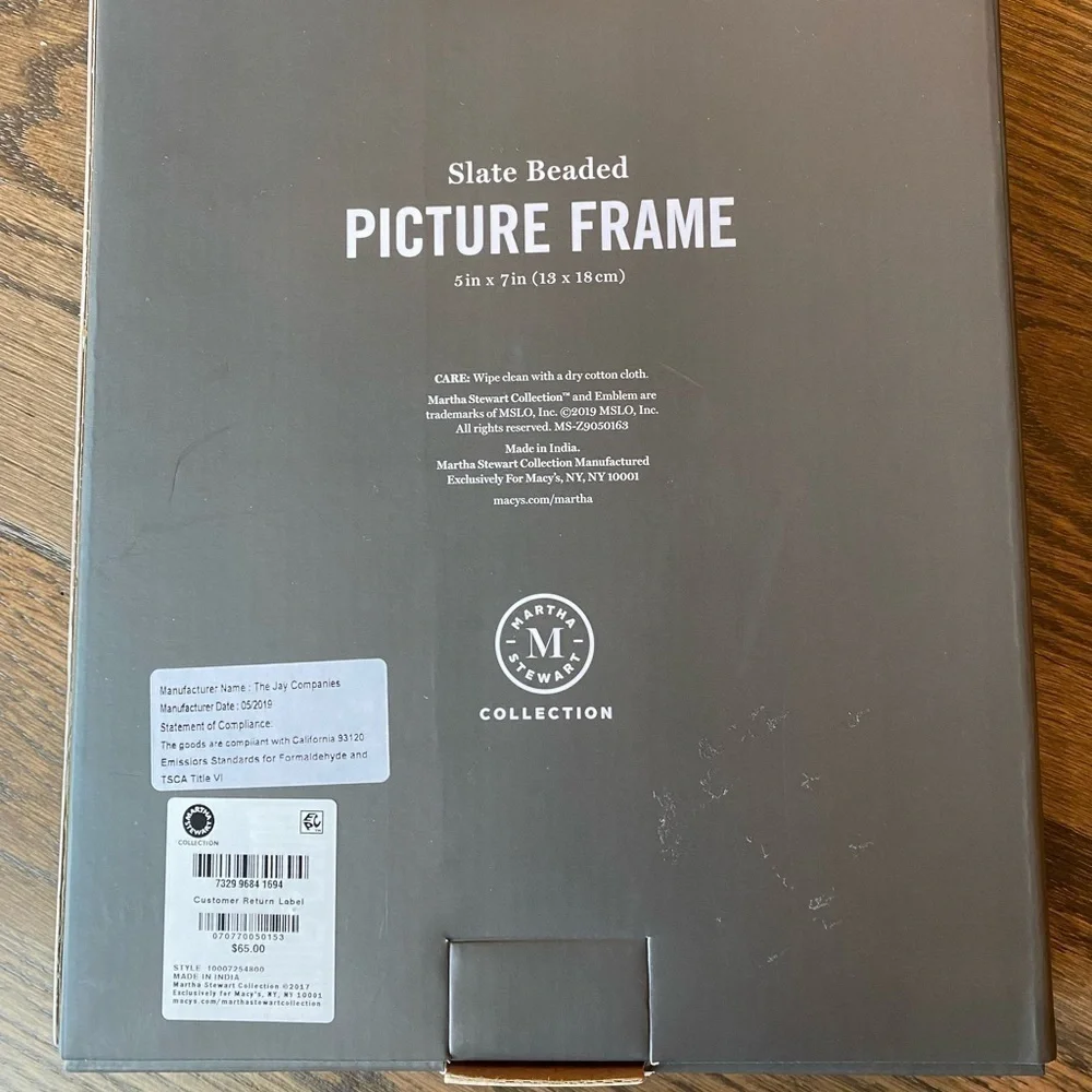 NWT Martha Stewart slate beaded picture frame 5 x 7